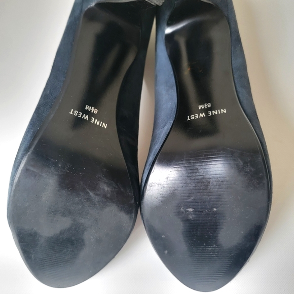 NINE WEST 8.5 womens genuine Leather blue suede heels - Picture 5 of 5